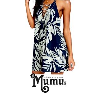 SHOW ME YOUR MUMU | Lo Lace Up Mini Dress Halter Hawaiian Beach Tropical Swim